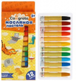 Пастель масляная, 12 цветов, в картонной коробке, европодвес