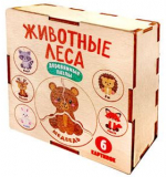 Деревянные пазлы для детей «Животные леса» (6 картинок)