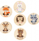 Деревянные пазлы для детей «Животные леса» (6 картинок)