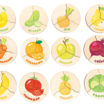 Деревянные пазлы для детей «Овощи, фрукты» (12 картинок)