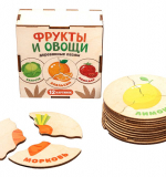 Деревянные пазлы для детей «Овощи, фрукты» (12 картинок)