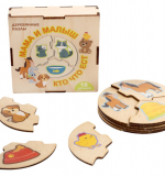 Деревянный пазл для детей «Мама и малыш. Кто что ест» (18 элементов)
