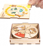 Деревянный пазл для детей «Мама и малыш. Кто что ест» (18 элементов)