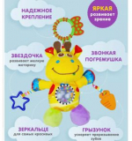 Игрушка-погремушка с прорезывателем и зеркалом, 25 см