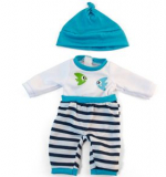 Комплект одежды для куклы мальчика 32см (комбинезон, шапочка) текстиль