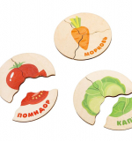 Деревянные пазлы для детей «Овощи, фрукты» (12 картинок)