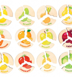 Деревянные пазлы для детей «Овощи, фрукты» (12 картинок)