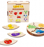 Деревянный пазл для детей «Цвета» (18 элементов)