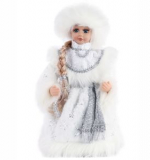 Внучка деда мороза в белой шубе с поясом с мелодией, Сувенир, 30см.