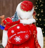 Сувенир Дед Мороз в красной шубе с пайетками и белым мехом, 40 см