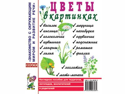 Цветы в картинках. Наглядное пособие для воспитателей, логопедов, родителей