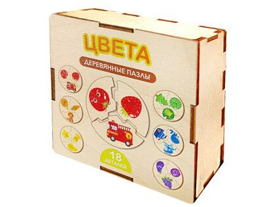 Деревянный пазл для детей «Цвета» (18 элементов)