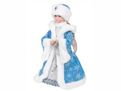 Внучка Деда Мороза в голубой шубе со снежинками, сувенир, 40 см