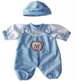 Комплект одежды для куклы мальчика 21см (комбинезон, шапочка)