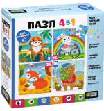 Пазл 4в1 Круглый год. 4 пазловых картинки: 9-16-25-36 элементов 